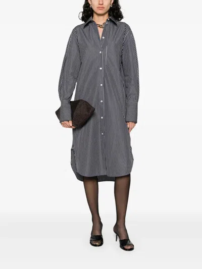 Totême Toteme Women Striped Kimono-sleeve Shirtdress In Gray