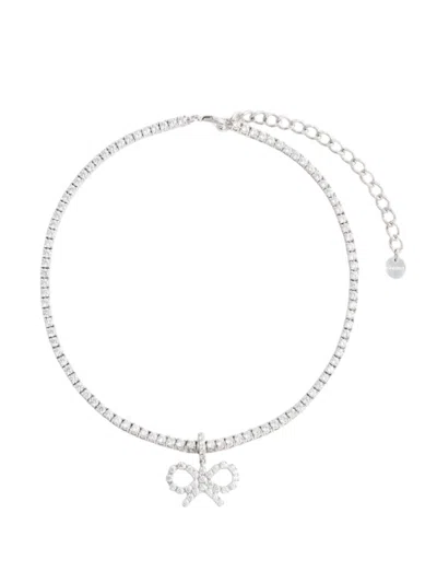Self-portrait Silver Crystal Tennis Necklace