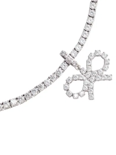 Self-portrait Silver Crystal Tennis Necklace