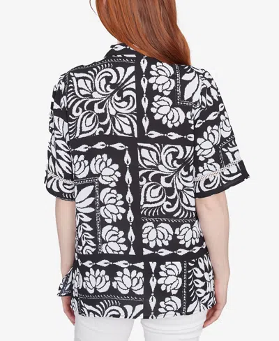 Ruby Rd. Petite Lotus Patchwork Button Front Camp Shirt In Multi