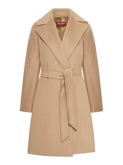 Max Mara Wool Robe Coat In Nude