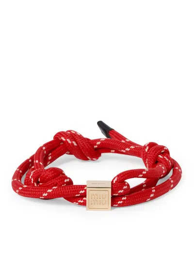 Miu Miu Fabric Bracelet With Adjustable Fit And Knot Detail
