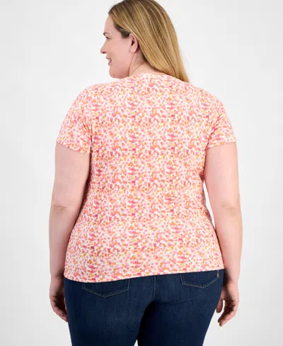 Style & Co Plus Size Printed Henley Top, Exclusively At Macy's In Gold