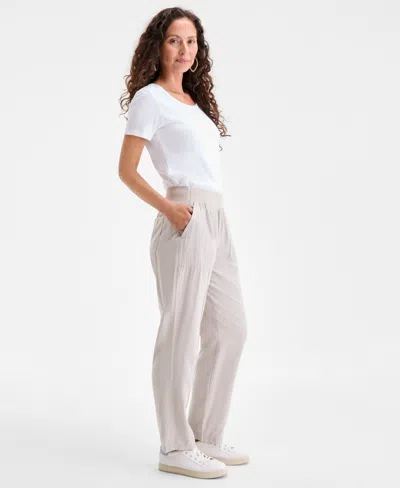 Style & Co Petite Mid Rise Pull-on Ankle Pants, Created For Macy's In Gray