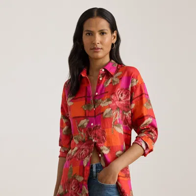 Ralph Lauren Womens Relaxed Fit Floral Linen Shirt P Xs 3x In Multi