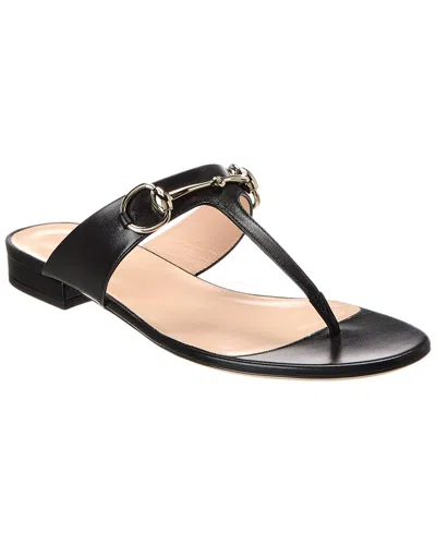 Gucci Women Horsebit Thong Sandals In Black