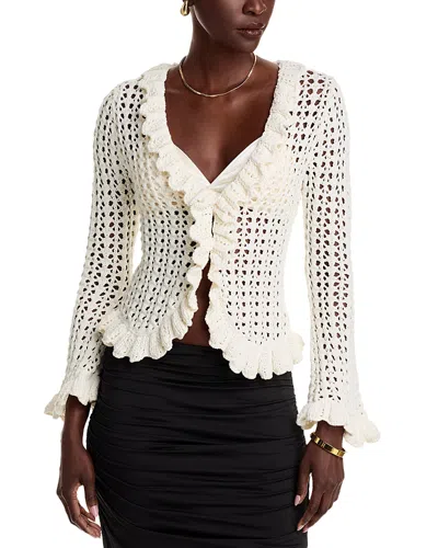 L'agence Solaris Open Stitch Cardigan In Ivory In White