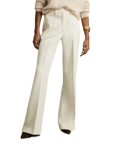 Reiss Cream Petite Twill Patch-pocket Flared Trousers In Neutral