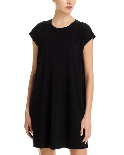 Eileen Fisher Pima Cotton Stretch Jersey Round Neck Dress In Black