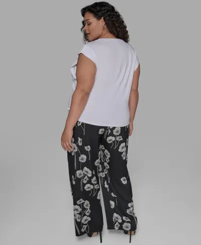 Karl Lagerfeld Plus Size C'est La Vie Extended-shoulder Top In White