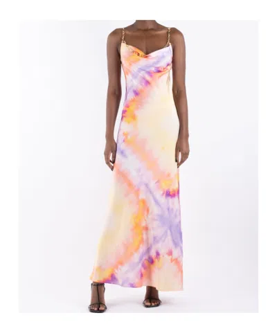 Rabanne Printed Satin Maxi Dress In Multi