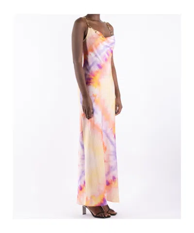 Rabanne Printed Satin Maxi Dress In Multi
