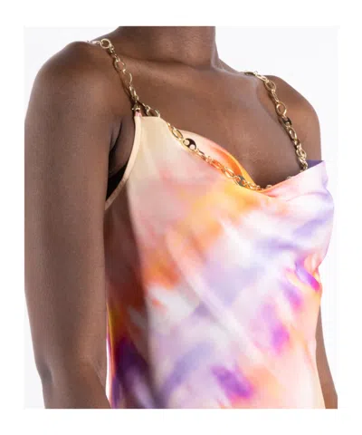 Rabanne Printed Satin Maxi Dress In Multi