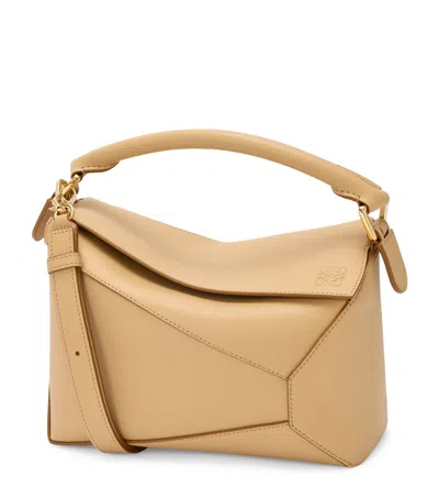 Loewe Small Leather Puzzle Edge Top-handle Bag In Brown
