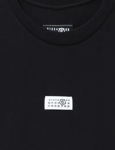 Mm6 Maison Margiela Black Round Neck Graphic T-shirt