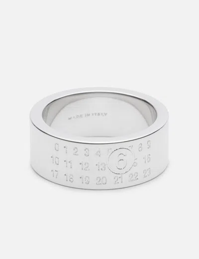 Mm6 Maison Margiela Silver Numeric Minimal Signature Ring In Metallic