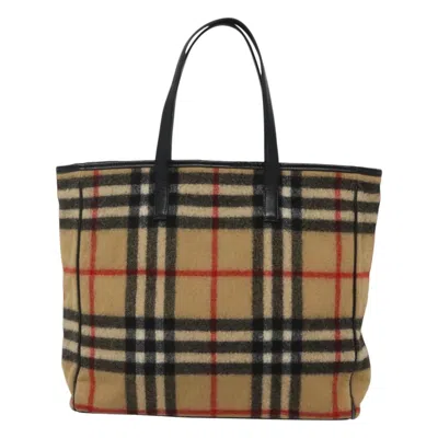 Pre-owned Burberry Nova Check Beige Wool Tote Bag ()
