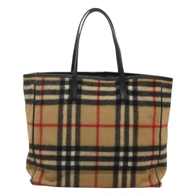 Pre-owned Burberry Nova Check Beige Wool Tote Bag ()