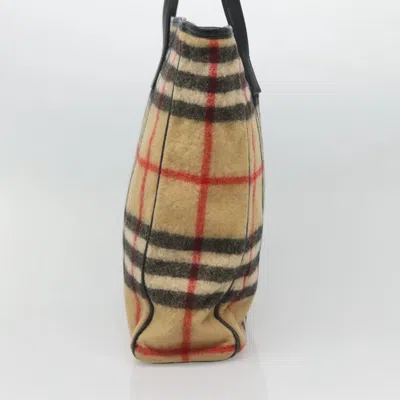 Pre-owned Burberry Nova Check Beige Wool Tote Bag ()