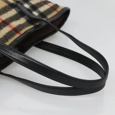 Pre-owned Burberry Nova Check Beige Wool Tote Bag ()