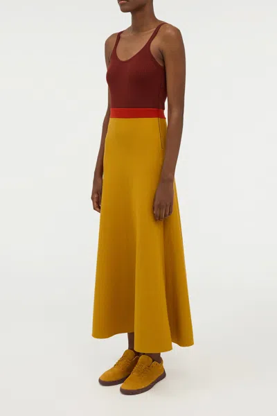 Gabriela Hearst Flaminius Knit Midi Dress In Golden Birch Merino Wool