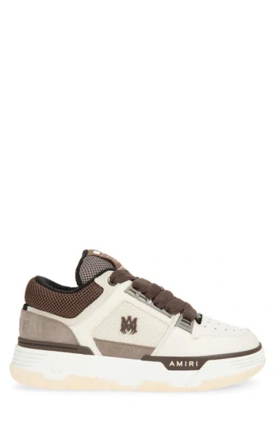 Amiri Brown Low Top Sneakers With Logo Detail On The Side And Mesh Panels In Red