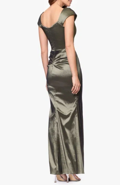 Xscape Evenings Stretch Taffeta Trumpet Gown In Brown