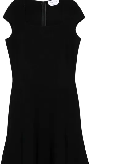 Alexander Mcqueen Wool Tailored Pencil Dress With Lace Details Clothing In Black
