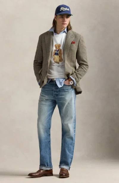 Polo Ralph Lauren Felpa In Misto Cotone Bianco  Uomo In Gray