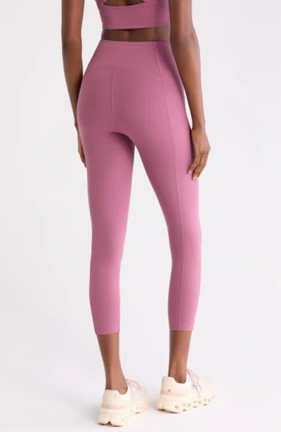 Zella Studio Luxe High Waist Pocket Crop Leggings In Pink