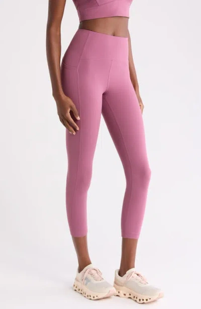 Zella Studio Luxe High Waist Pocket Crop Leggings In Pink