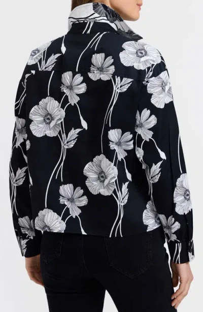 Foxcroft Marina Poppy Print Cotton Button-up Shirt