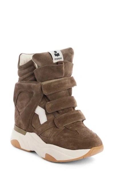 Isabel Marant High-top Suede Sneakers Contrast Sole In Brown