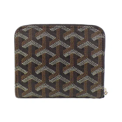 Pre-owned Goyard Black Brown Coated Canvas Coin Purse/coin Case () In Multi
