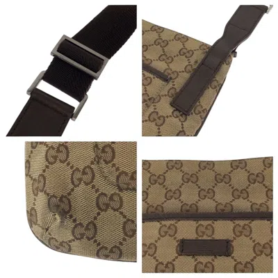 Pre-owned Gucci Beige Brown Gg Canvas Pochette Shoulder Bag ()