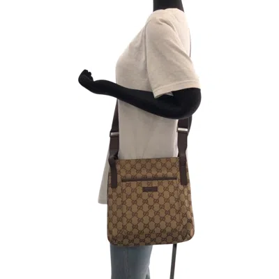Pre-owned Gucci Beige Brown Gg Canvas Pochette Shoulder Bag ()