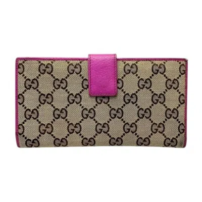 Pre-owned Gucci Beige Purple Canvas Wallet (bi-fold) ()