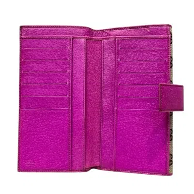 Pre-owned Gucci Beige Purple Canvas Wallet (bi-fold) ()