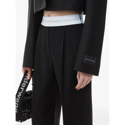 Alexander Wang High Waisted Pleated Pant With Logo Elastic Clothing In Black