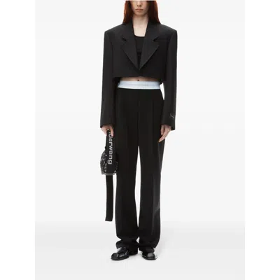 Alexander Wang High Waisted Pleated Pant With Logo Elastic Clothing In Black