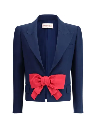 Valentino Tailored Bow-detail Jacket Crafted From Lightweight Viscose