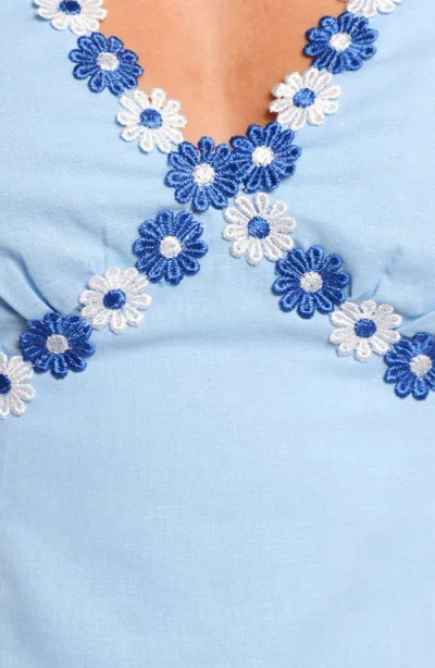 Petal And Pup Petal & Pup Peri Appliqué Cotton & Linen Minidress In Blue