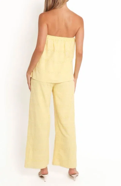 Petal And Pup Petal & Pup Michele Eyelet Strapless Cotton Jumpsuit In Brown