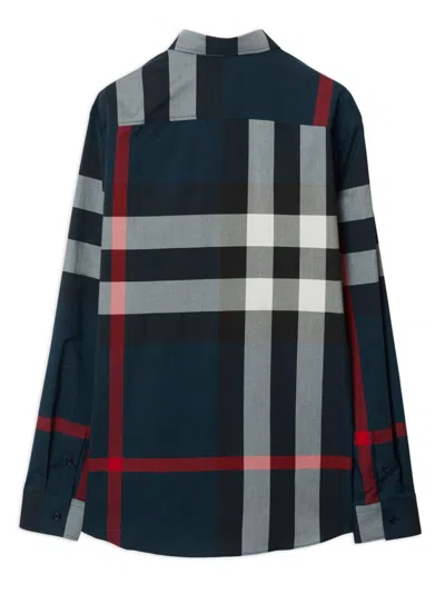 Burberry Long Sleeve Summerton Shirt In Blue