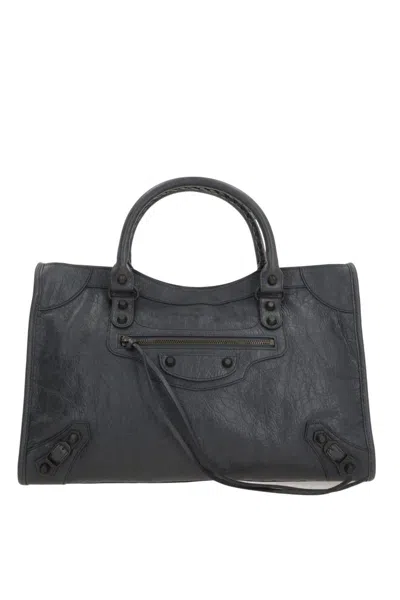 Balenciaga Le City Medium Crinkled Leather Top-handle Bag