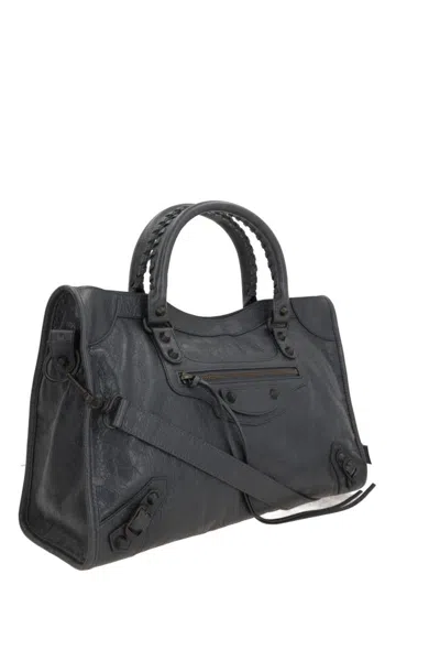 Balenciaga Le City Medium Crinkled Leather Top-handle Bag