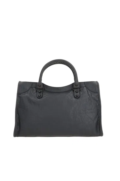 Balenciaga Le City Medium Crinkled Leather Top-handle Bag