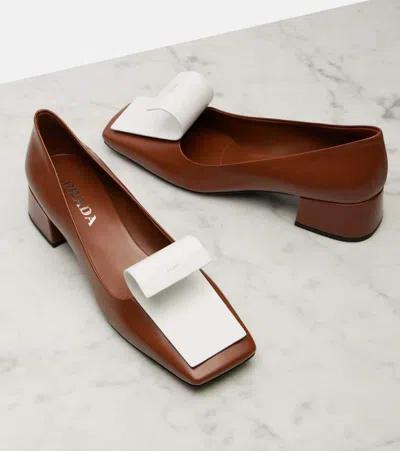 Prada Two-tone Leather Pumps In Brown