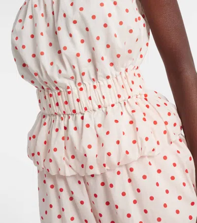 Posse Aurelia Polka-dot Linen Top In White