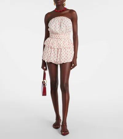 Posse Aurelia Polka-dot Linen Top In White